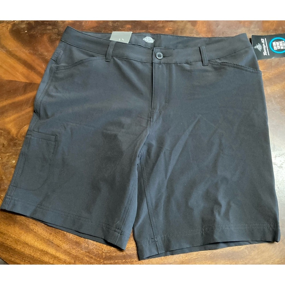Dickies Crafted for Women Black Relaxed Bermuda Shorts 9" Inseam Size 12 NWT